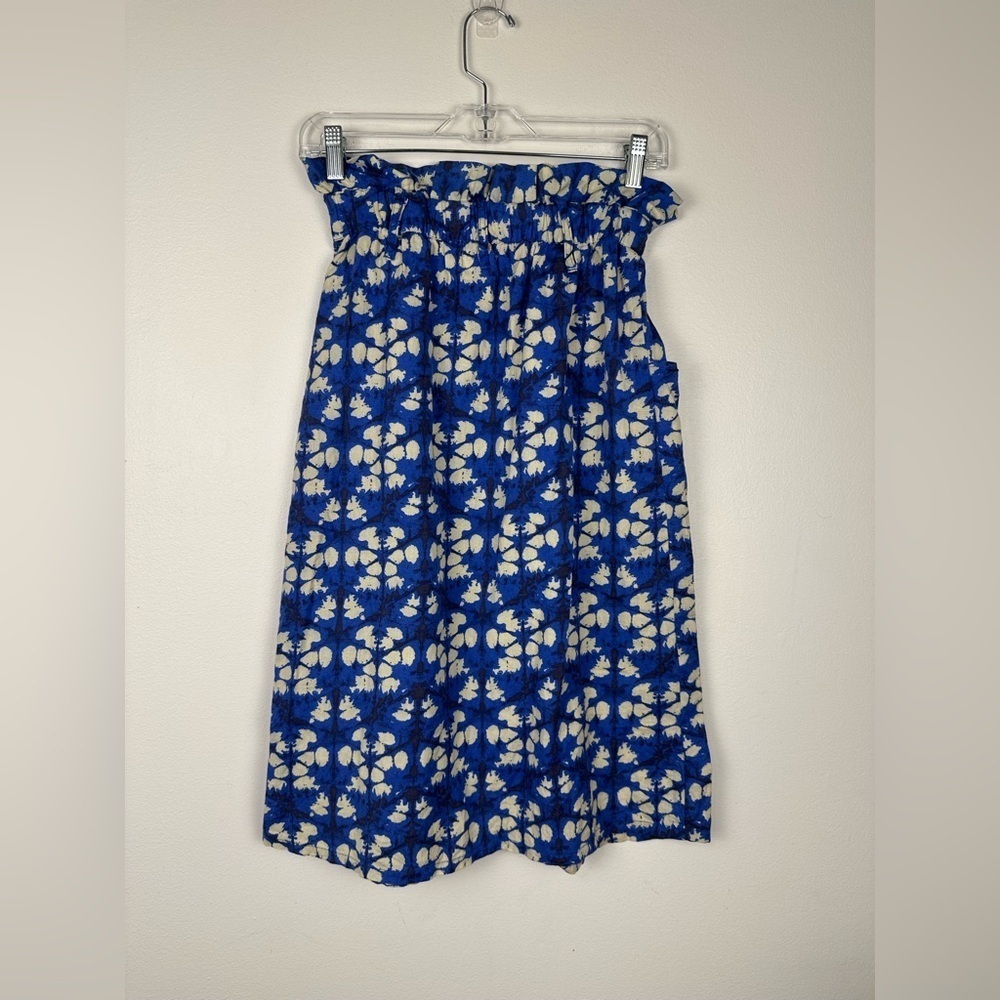 Anthropologie Paper Bag‎ Midi Skirt Porridge Lanai Blue Linen Cotton Women’s XS - Picture 4 of 9